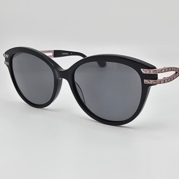 Bebe BB7216 001 Jet Black Rhinestone Cat Eye Eyeglasses Frame w/ Case 52-16-135 - Picture 3 of 15